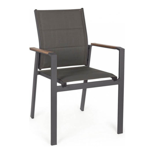 Kubik Anthracite Chair With Armrests In Aluminum