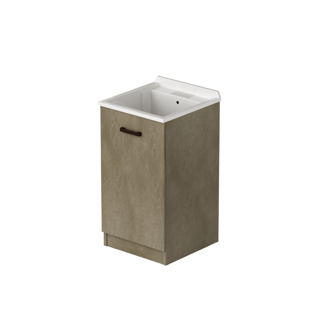 Laundry sink cabinet with 1 door in Clay color H86x47x50cm