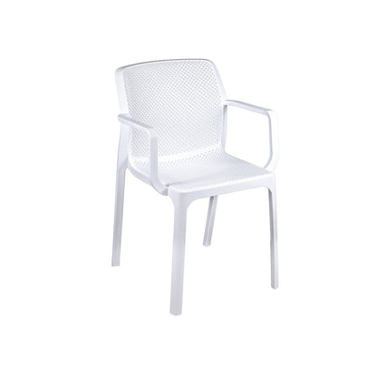 Silla Jardín Polipropileno Con Reposabrazos Blanco Dalian 46,5X53,5X H55 Cm