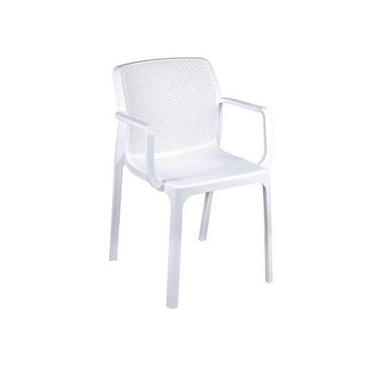 Garden Polypropylene Chair With Armrests White Dalian 46.5X53.5X H55 Cm