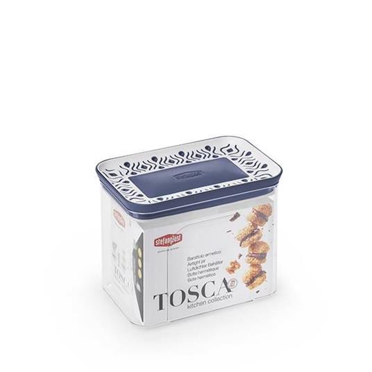 Tarro Hermético Tosca Azul Rectangular Calidad Extra 1,2 Lt para Conservar Alimentos, Fabricado en Italia.