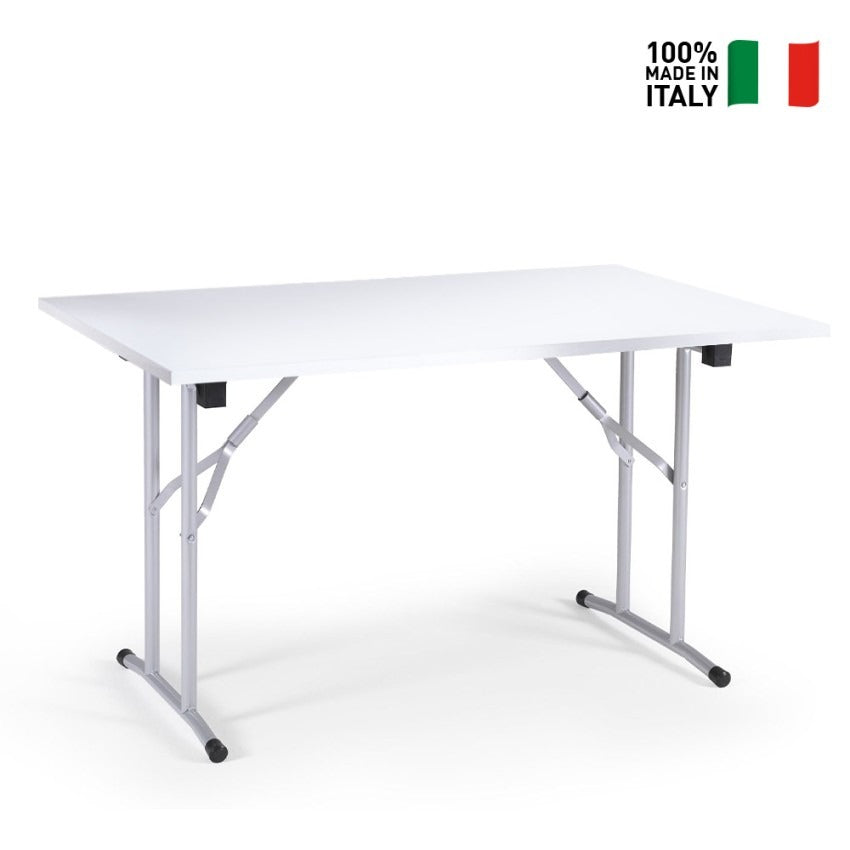 White table with folding legs