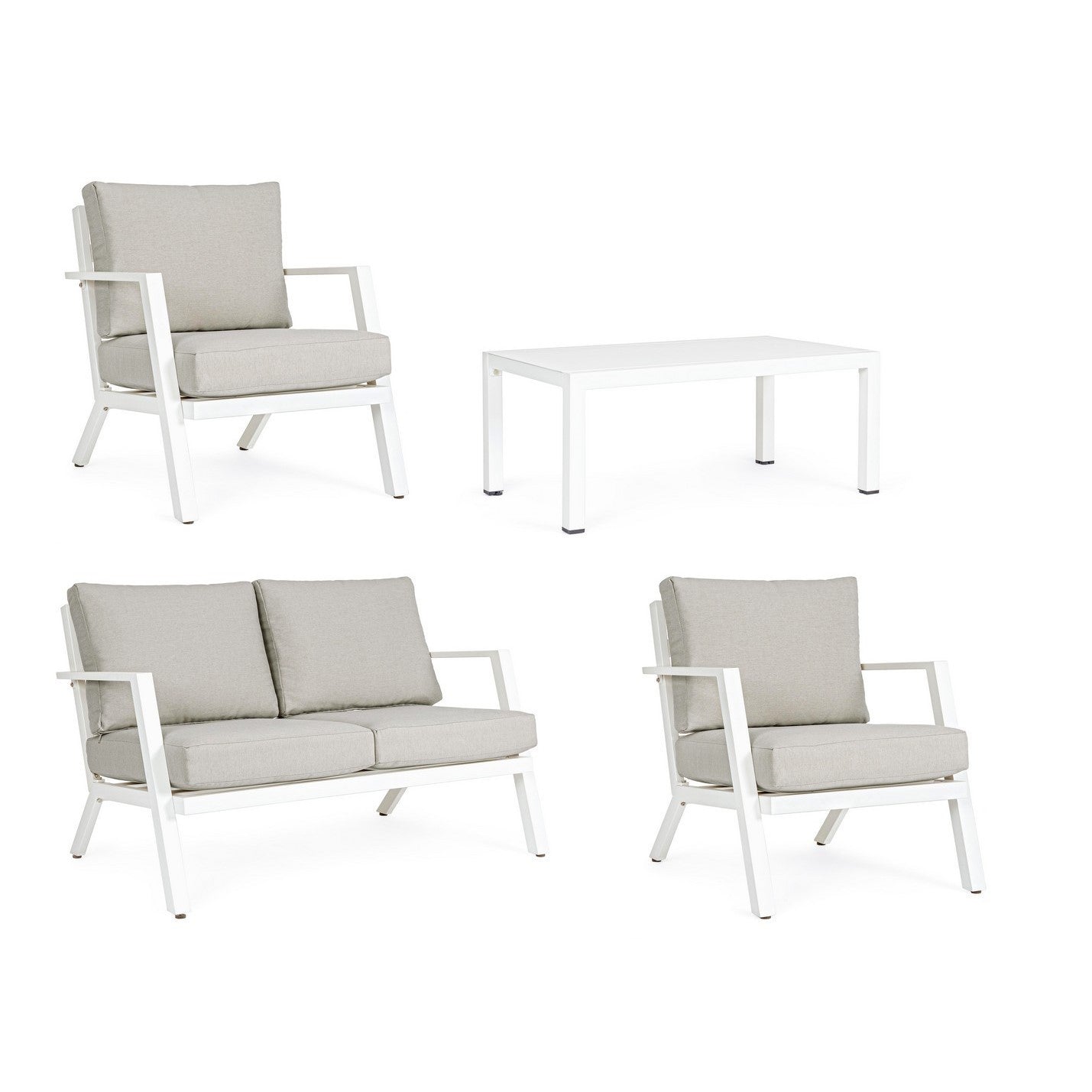 4-piece outdoor set Harley lounge with white cushions