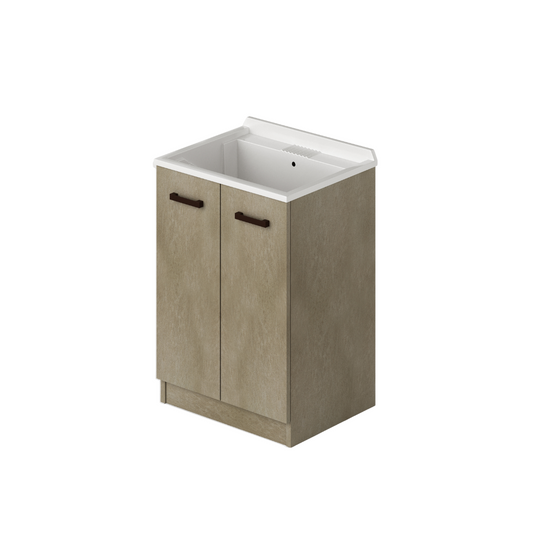 Laundry sink cabinet with 2 doors in Clay color H86x61x50cm