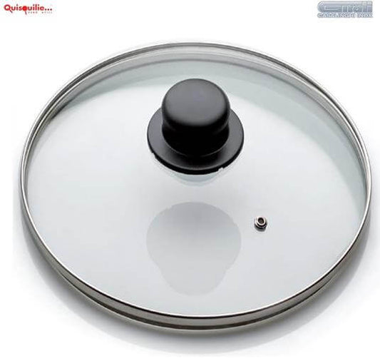 Tempered Glass Lid With Stainless Steel Rim With Vent Hole - 38