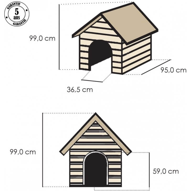 Sandy dog kennel, brown colour, dimensions 95x99x99h