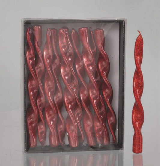 Kerze 26 cm, rote Glitzerflamme, Weihnachtsdekoration