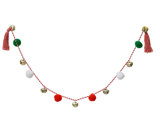 Christmas Iron Garland with Tassels and Bells 100 x 2.4 x 2.4 cm