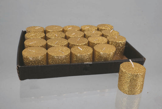 Cylinder Candle Display 4X4cm Gold Glitter Christmas decoration