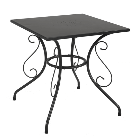 New old anthracite square metal table cm70x70h72