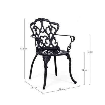 Baroque Anthracite Aluminum Chair Cm 57.5X 58 X 87.5H