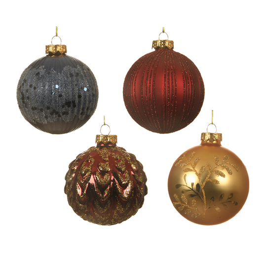 Assorted Christmas ball 4 designs Ø8cm