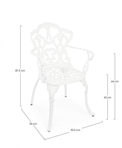 Victoria White aluminum chair with armrests