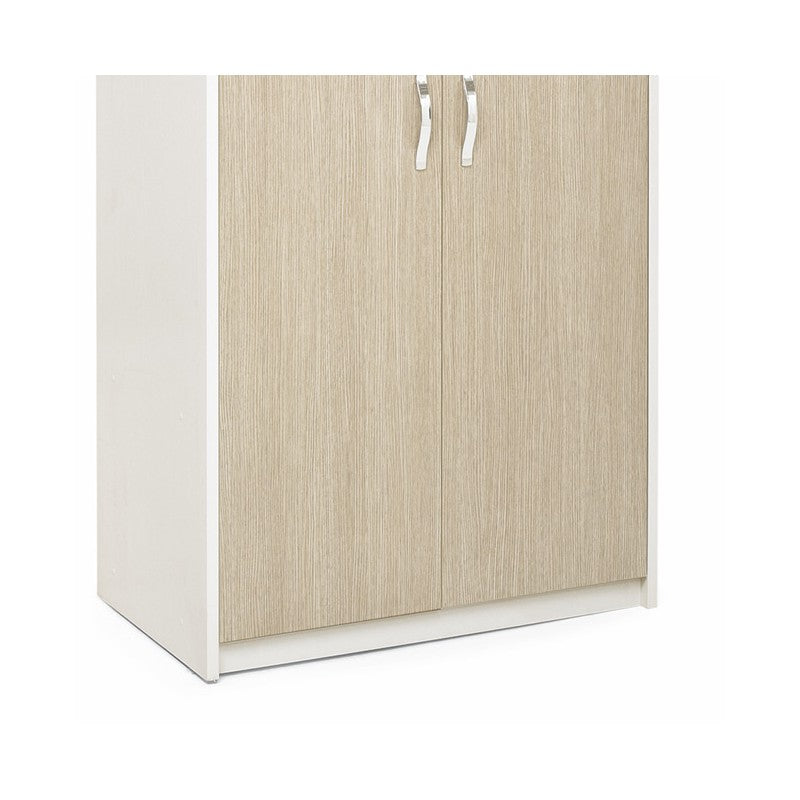 Wardrobe with 2 doors, white case and elm colored front, 91x52xH 210 cm