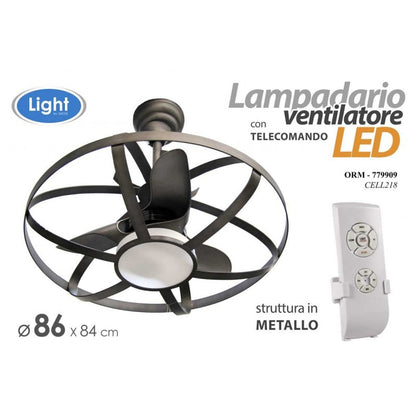 Lampadario con ventilatore a led e telecomando cm 86