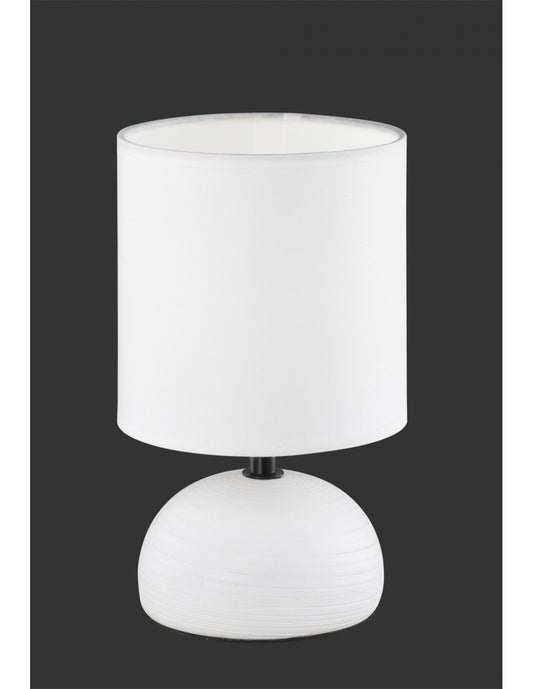 White Table Lamp Ceramic Base Trio Lighting Fabric Lampshade