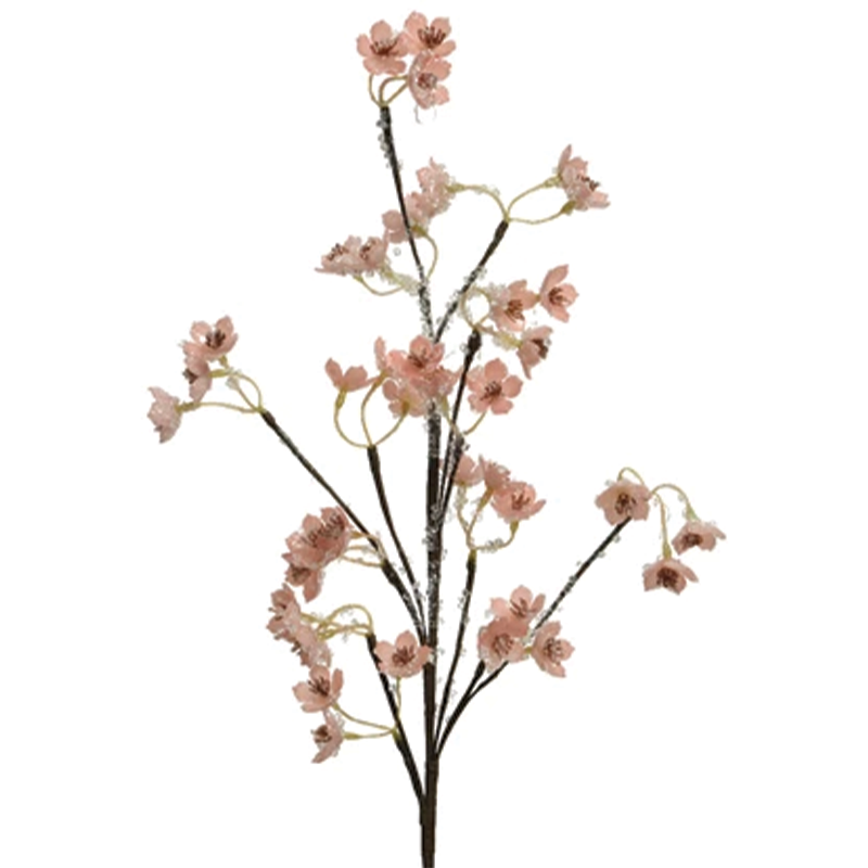 Sugar branch pink with glitter H 64 cm