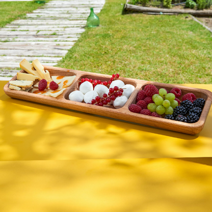 Single tray in beech wood with 3 compartments