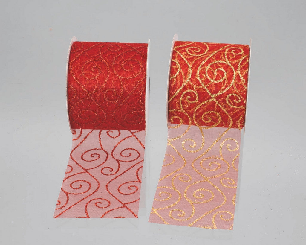 Availability of Organza Ribbon Roll 63X2.70Mt W/Glitter 2 Mods. Assorted Christmas decorations