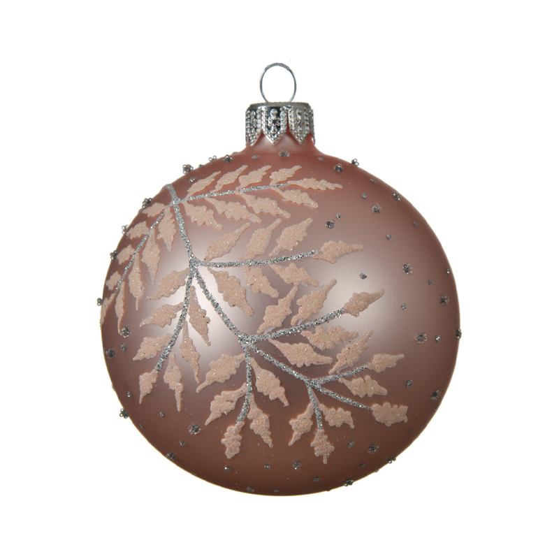 Pink Christmas bauble decorated with branch Ø8