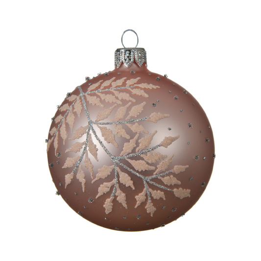 Pink Christmas bauble decorated with branch Ø8