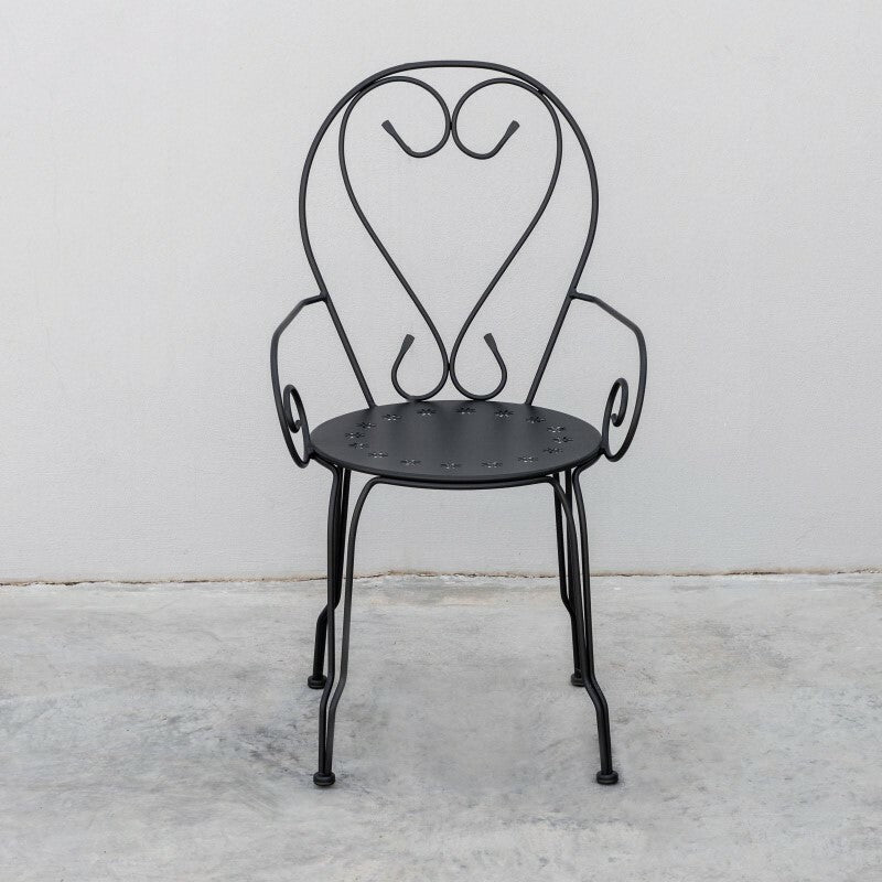 Garden Chair With Armrests In Dark Gray Steel Paris 49X50X H80 Cm