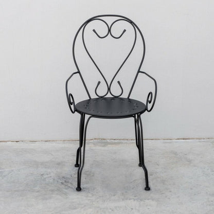 Garden Chair With Armrests In Dark Gray Steel Paris 49X50X H80 Cm