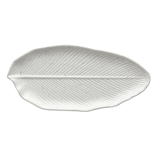 Large elongated leaf plate 36.5x17x2.5 cm Zelda Stoneware grey