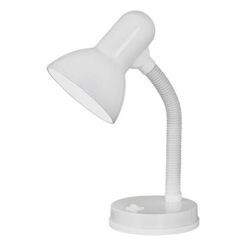 Lámpara de mesa orientable para estudio, lectura y oficina con casquillo E27 Basic, color blanco.