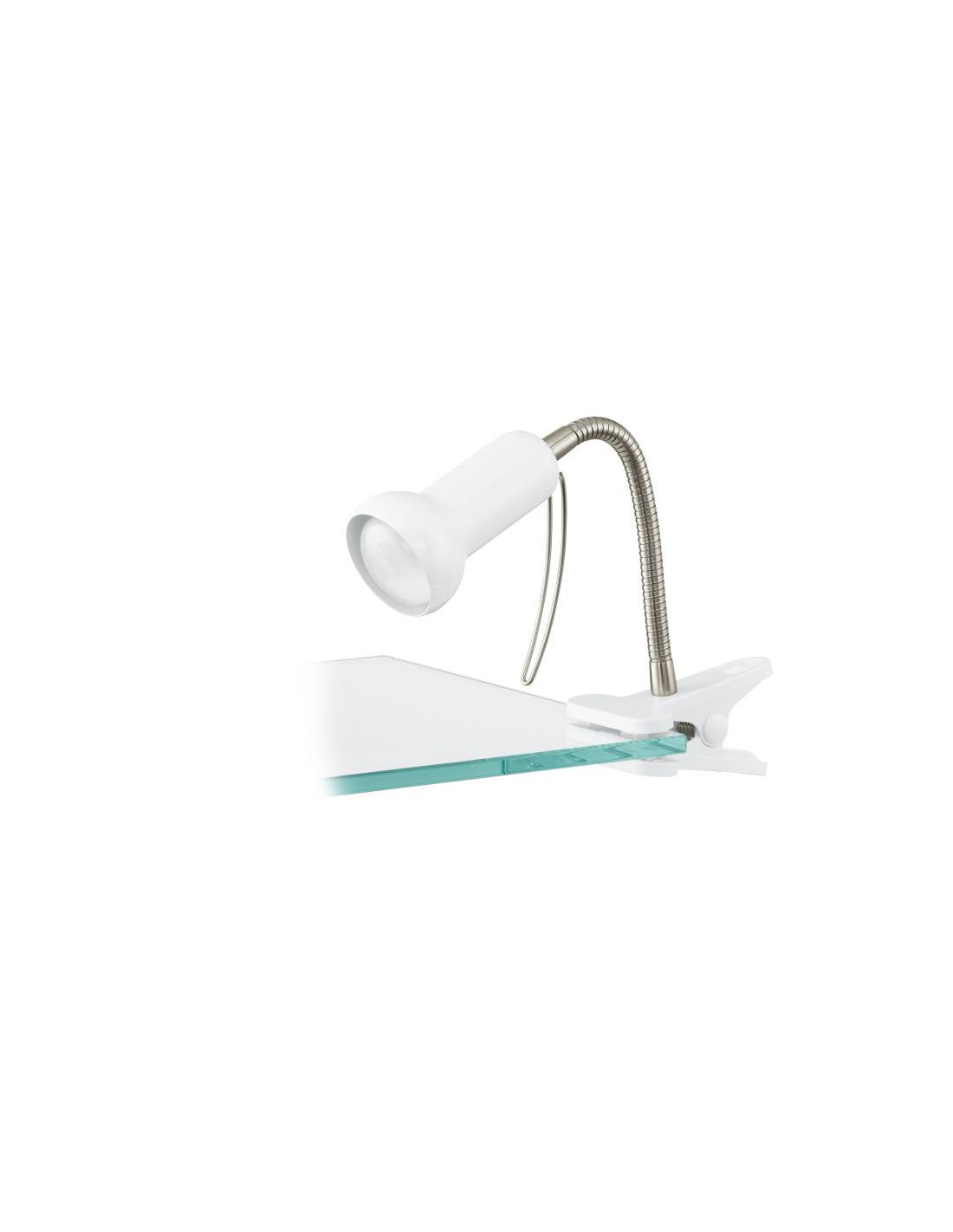 Desk lamp with articulated arm and clip, white, Fabio Eglo brand.