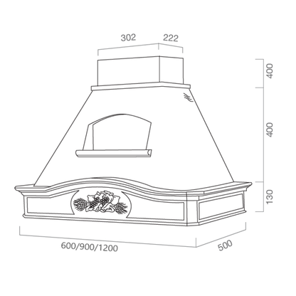 DÉSIRÉE extractor hood in white stainless steel and wooden frame with rope color inlay 120 cm