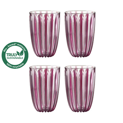 Set of 4 Guzzini Dolcevita amethyst glasses