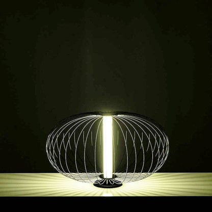 LED Table Lamp with Glossy Black Steel Lampshade - 50x50x29 cm