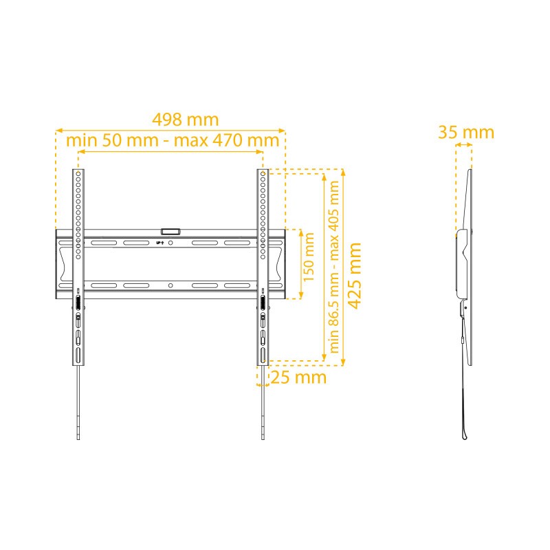 Fixed wall TV support