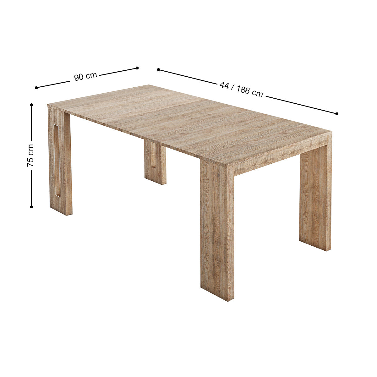 Mesa consola transformable roble