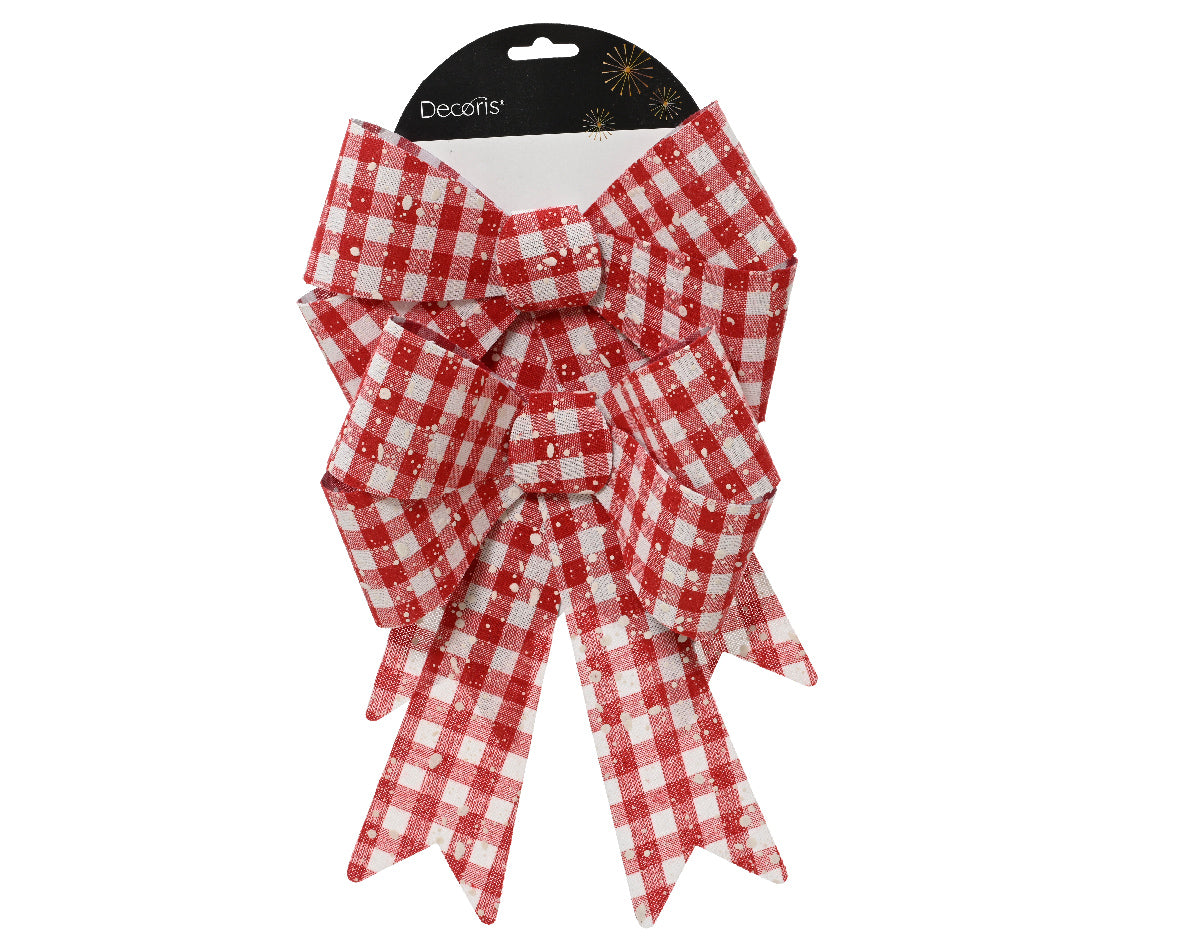 Polyester Checkered Bow with Snow L 1 x W 23 x H 29 cm