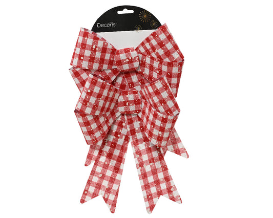 Polyester Checkered Bow with Snow L 1 x W 23 x H 29 cm