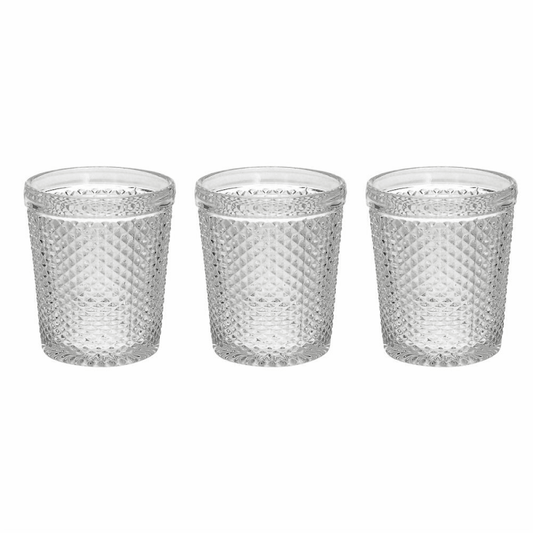 Set 3 Vasos 300 cc Diamante en cristal transparente