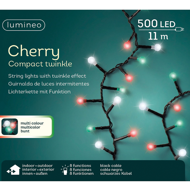 Weihnachtsbeleuchtung Cherry 500 LED 11m mehrfarbig