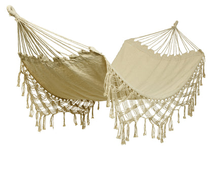 Cream polyester and cotton hammock for outdoor use 100x290 cm