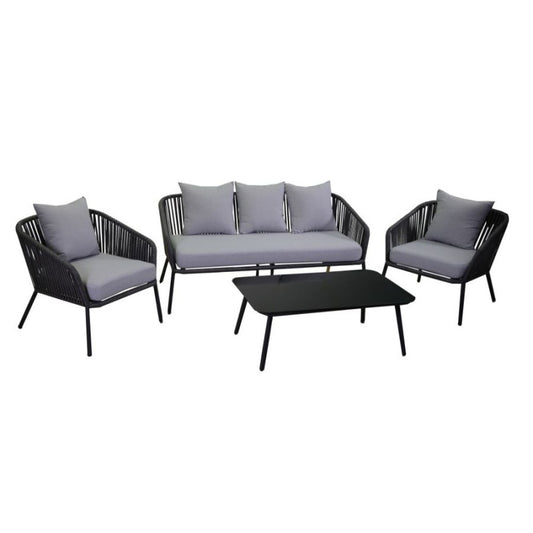 Aluminum garden lounge and 4-piece visalia rope anthracite