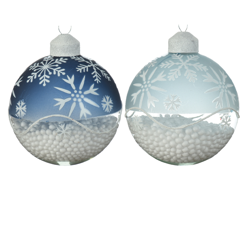 Weihnachtskugel aus blauem und hellblauem Glas Ø8cm