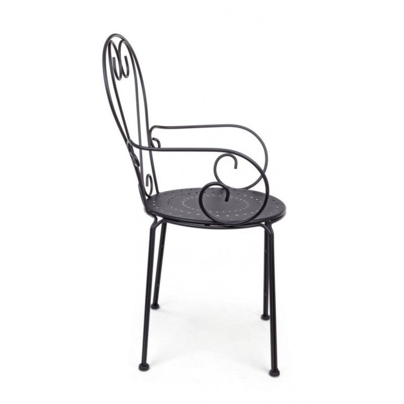 Garden Chair With Armrests In Anthracite Steel Etienne 49X49X H89 Cm