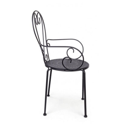 Garden Chair With Armrests In Anthracite Steel Etienne 49X49X H89 Cm