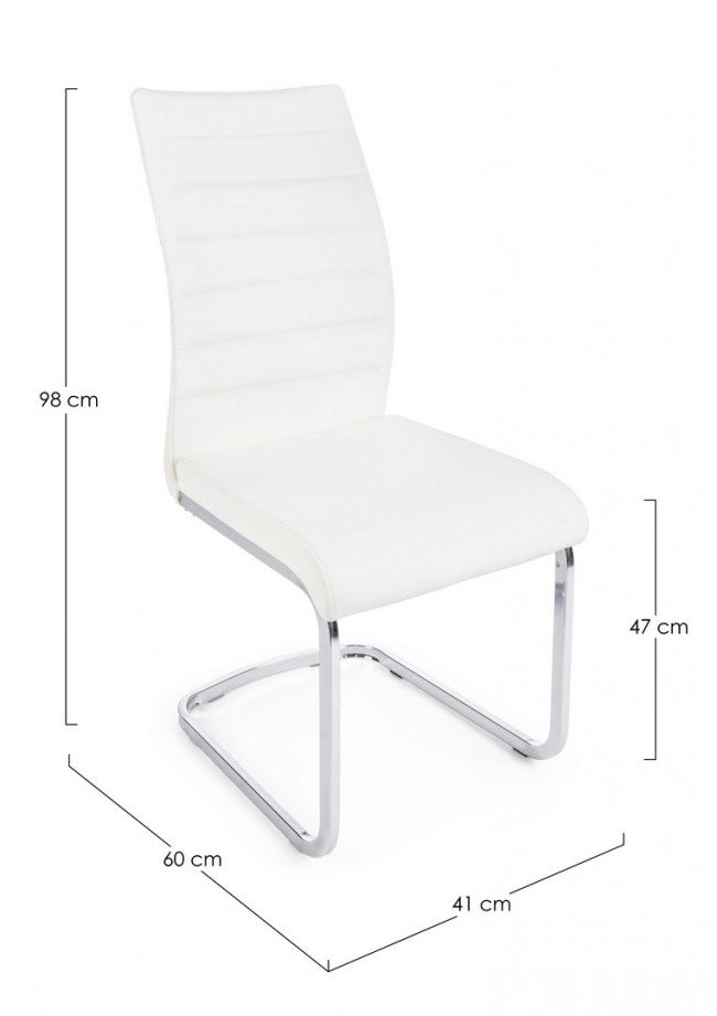 Silla Moderna Tapizada En Polipiel Myra Blanco