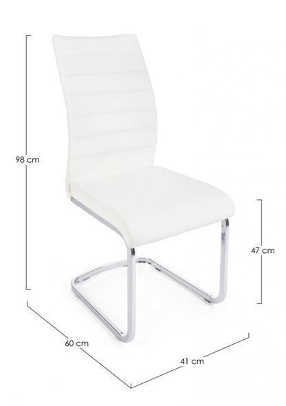 Modern Chair Upholstered In White Myra Faux Leather