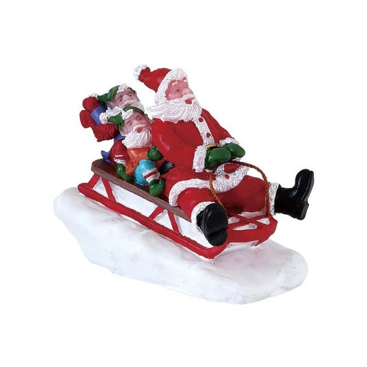 SLEDDING WITH SANTA Santa Claus sleigh Lemax