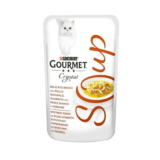 Gourmet-Kristallsuppe mit Huhn, weißem Fisch und Gemüse Purina 40 Gramm