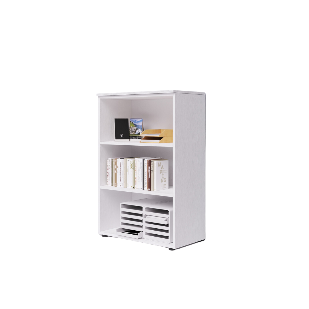 Office Open Shelf Three-Compartment Module, White, H129x90x45cm