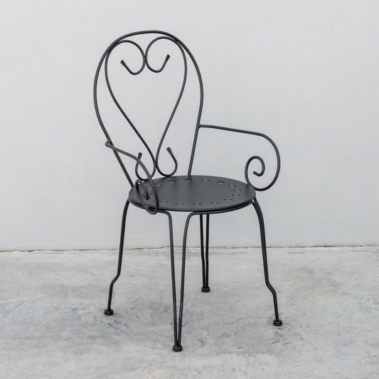 Garden Chair With Armrests In Dark Gray Steel Paris 49X50X H80 Cm